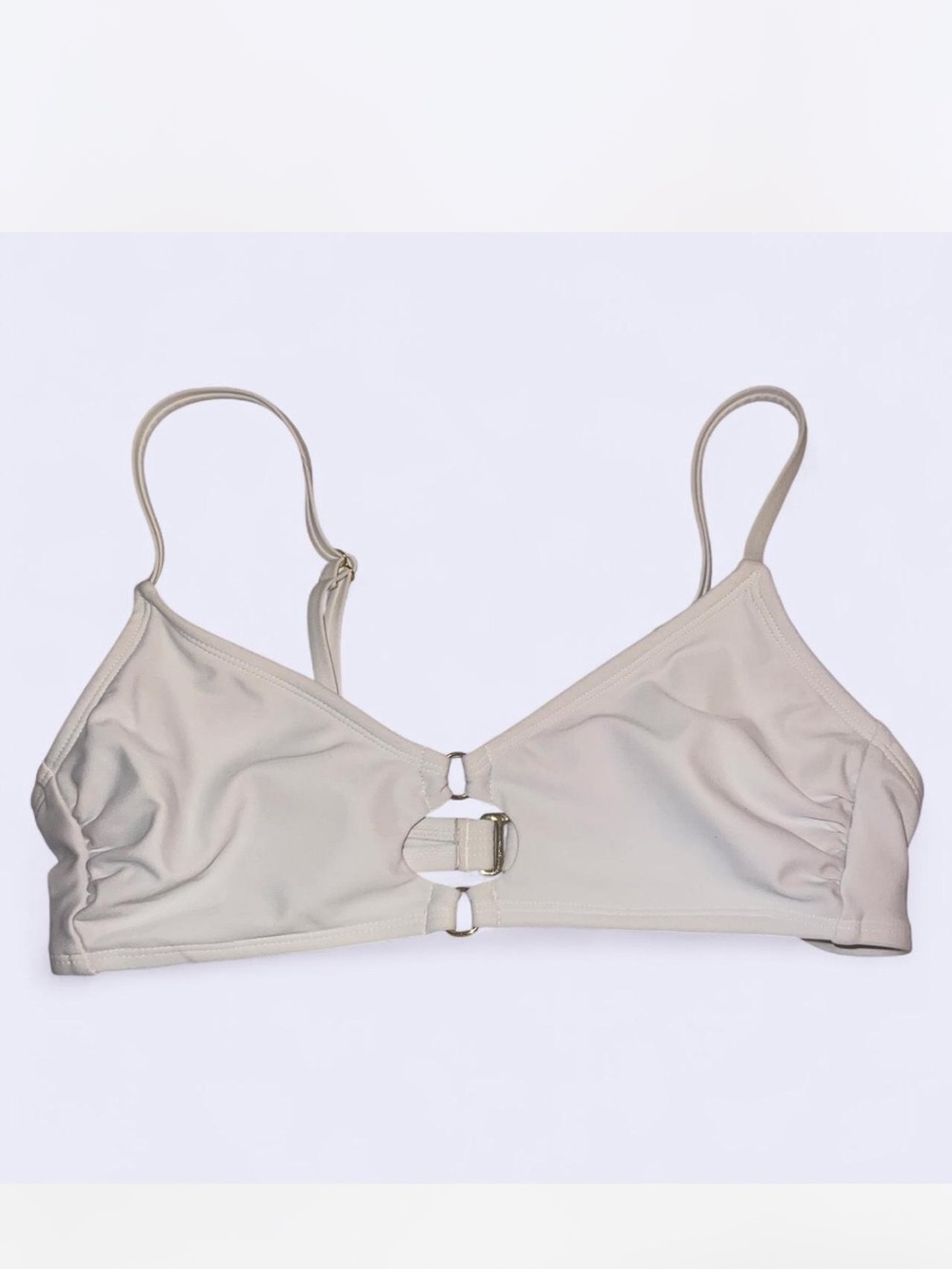 Women's white Target  Bikini top with Front Ring Detail gold embellishments